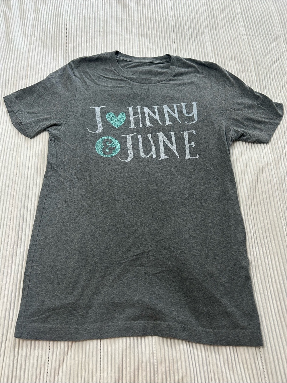 Dark Gray Johnny & June Graphic Tee with Teal Accents